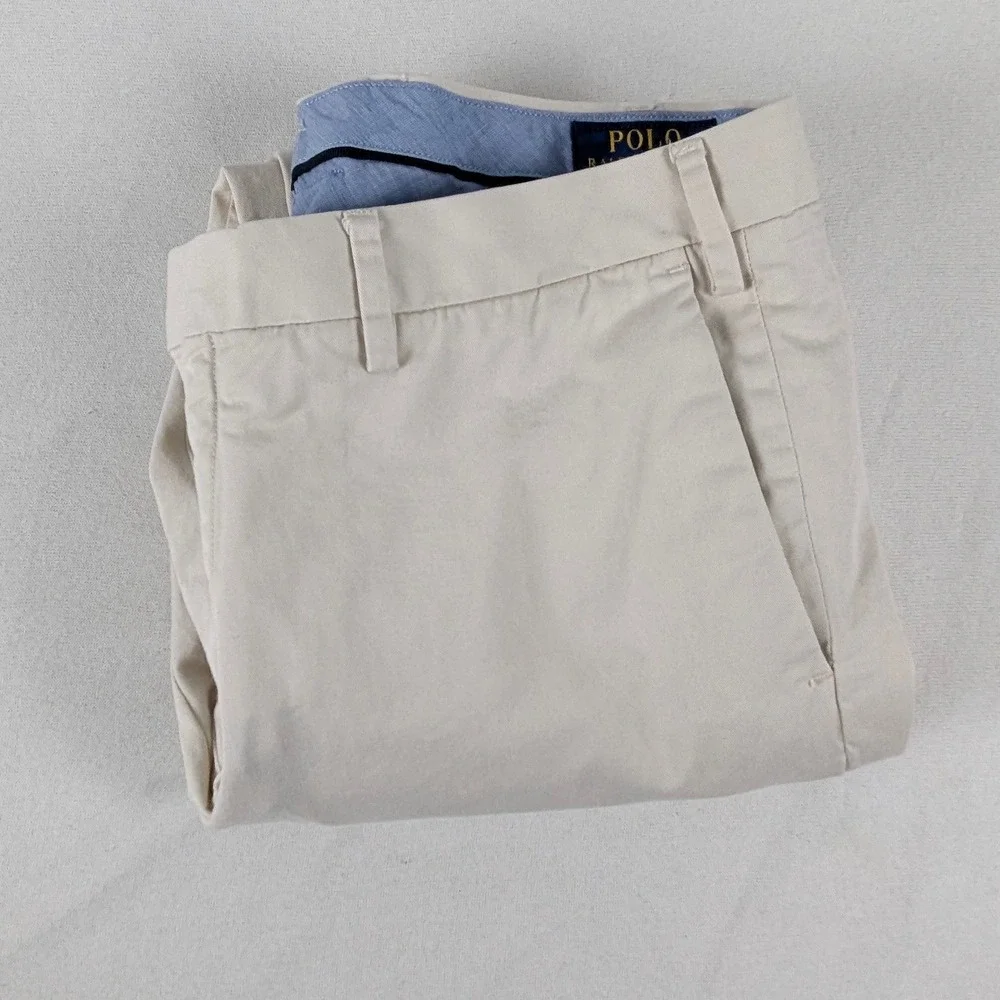 Polo Ralph Lauren Mens Stretch Slim Fit Chino Pants Tan Beige 34/32 Cotton Twill